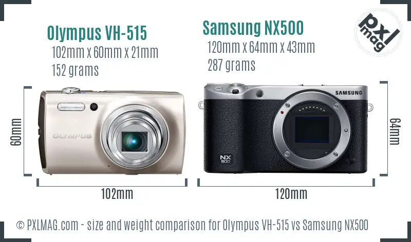 Olympus VH-515 vs Samsung NX500 size comparison