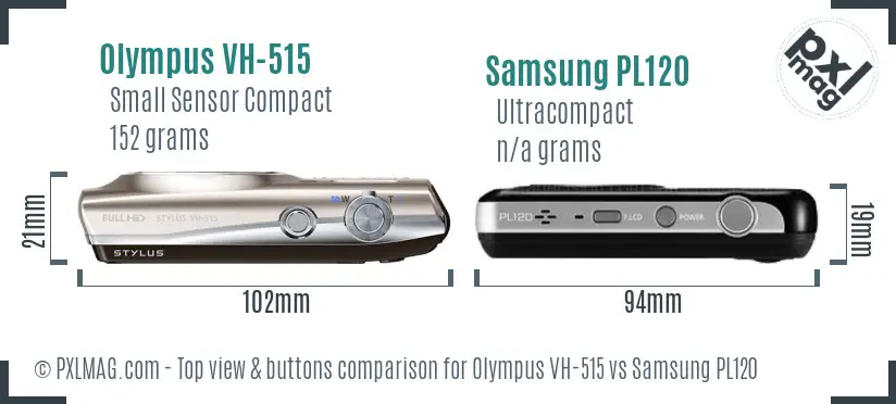 Olympus VH-515 vs Samsung PL120 top view buttons comparison Olympus VH-515 vs Samsung PL120 top view buttons comparison