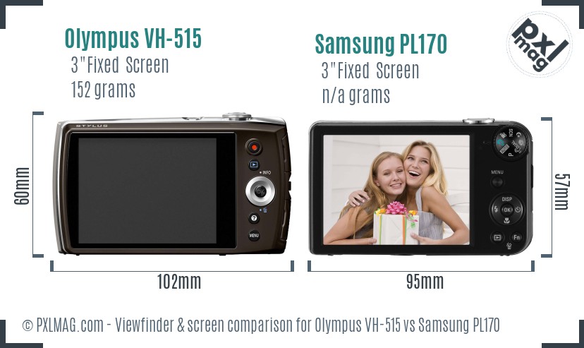 Olympus VH-515 vs Samsung PL170 Screen and Viewfinder comparison