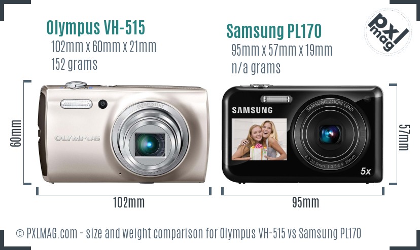 Olympus VH-515 vs Samsung PL170 size comparison