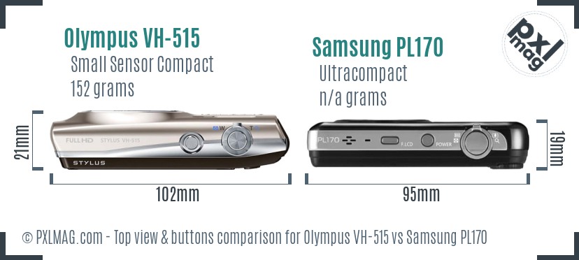 Olympus VH-515 vs Samsung PL170 top view buttons comparison