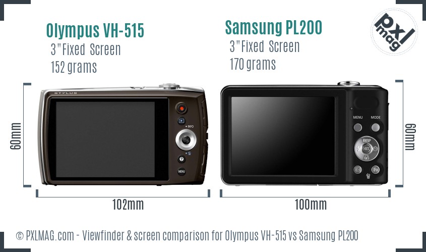 Olympus VH-515 vs Samsung PL200 Screen and Viewfinder comparison