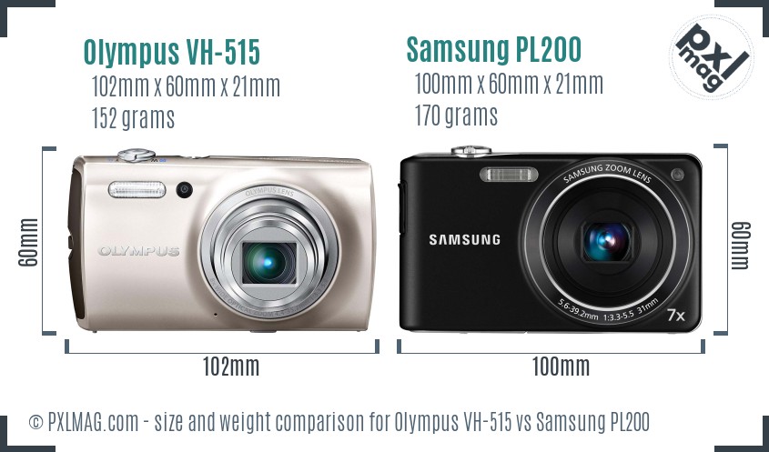 Olympus VH-515 vs Samsung PL200 size comparison