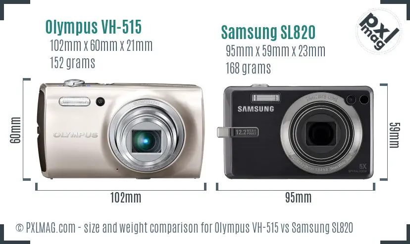Olympus VH-515 vs Samsung SL820 size comparison