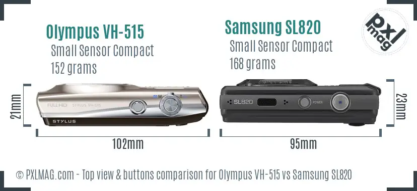 Olympus VH-515 vs Samsung SL820 top view buttons comparison