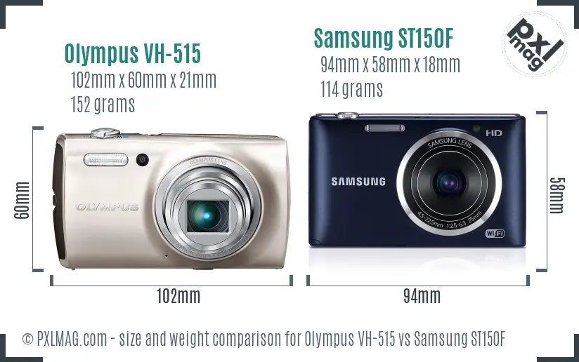 Olympus VH-515 vs Samsung ST150F size comparison Olympus VH-515 vs Samsung ST150F size comparison