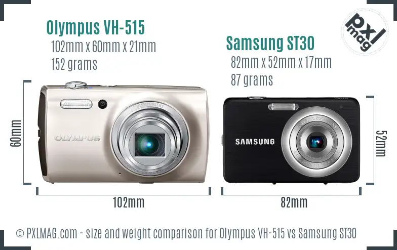 Olympus VH-515 vs Samsung ST30 size comparison Olympus VH-515 vs Samsung ST30 size comparison