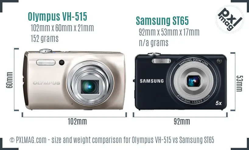 Olympus VH-515 vs Samsung ST65 size comparison
