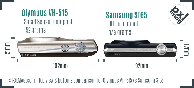 Olympus VH-515 vs Samsung ST65 top view buttons comparison
