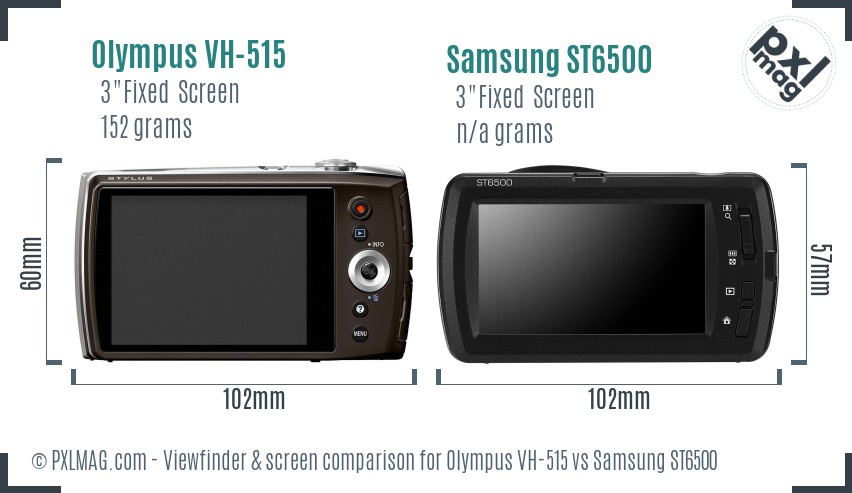 Olympus VH-515 vs Samsung ST6500 Screen and Viewfinder comparison