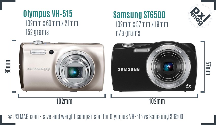 Olympus VH-515 vs Samsung ST6500 size comparison