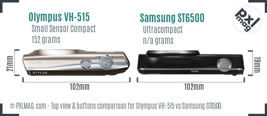 Olympus VH-515 vs Samsung ST6500 top view buttons comparison