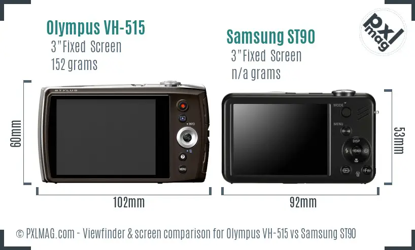 Olympus VH-515 vs Samsung ST90 Screen and Viewfinder comparison