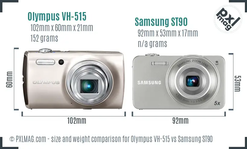 Olympus VH-515 vs Samsung ST90 size comparison