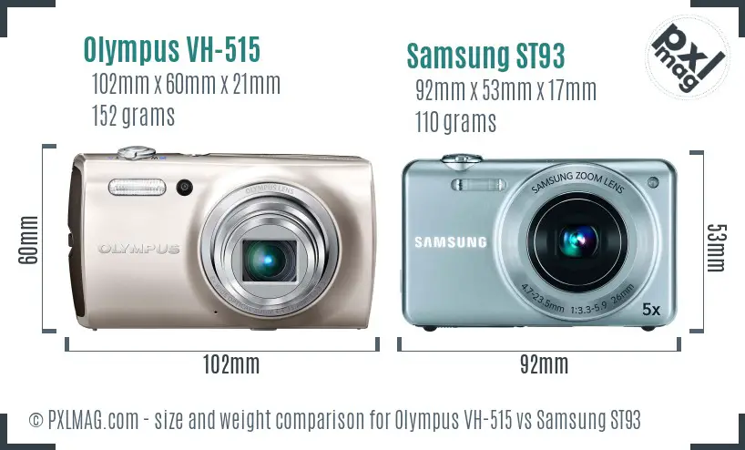 Olympus VH-515 vs Samsung ST93 size comparison