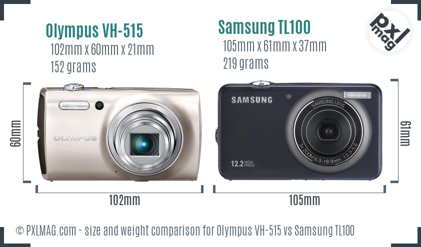 Olympus VH-515 vs Samsung TL100 size comparison