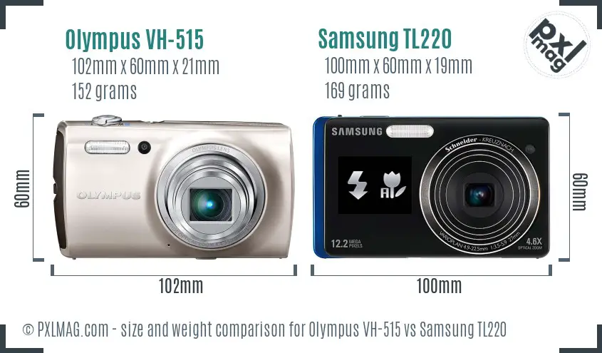 Olympus VH-515 vs Samsung TL220 size comparison