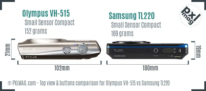 Olympus VH-515 vs Samsung TL220 top view buttons comparison