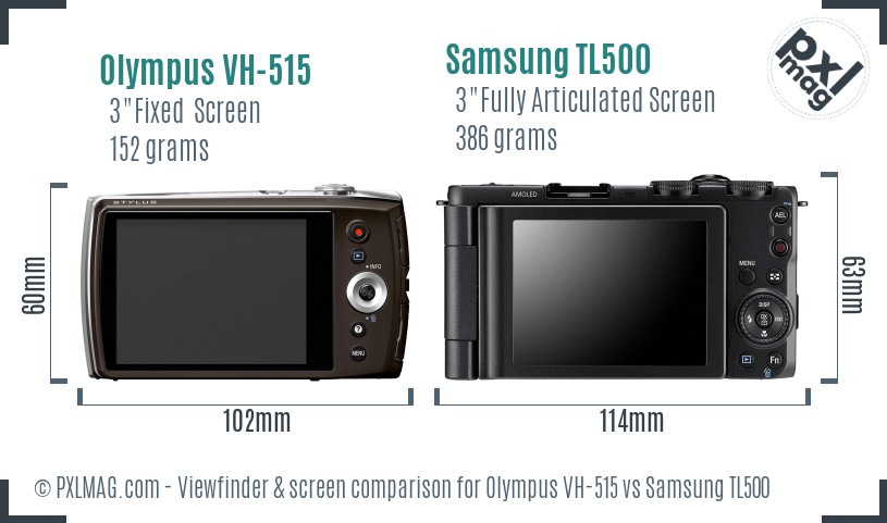 Olympus VH-515 vs Samsung TL500 Screen and Viewfinder comparison