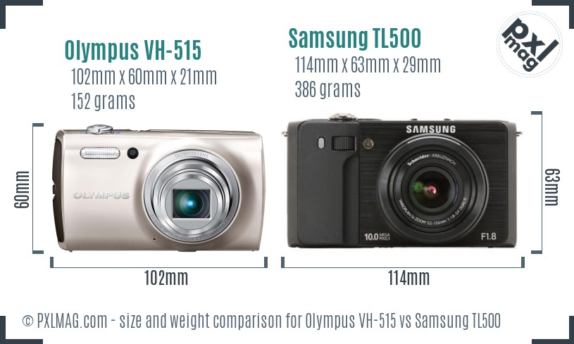 Olympus VH-515 vs Samsung TL500 size comparison