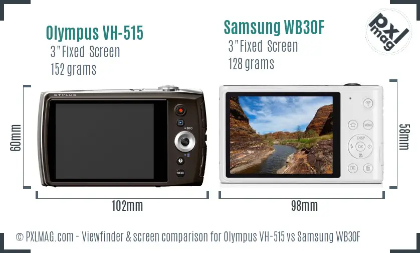 Olympus VH-515 vs Samsung WB30F Screen and Viewfinder comparison