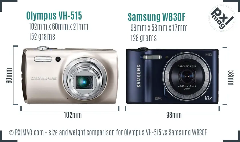 Olympus VH-515 vs Samsung WB30F size comparison