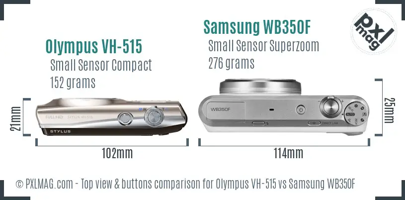 Olympus VH-515 vs Samsung WB350F top view buttons comparison