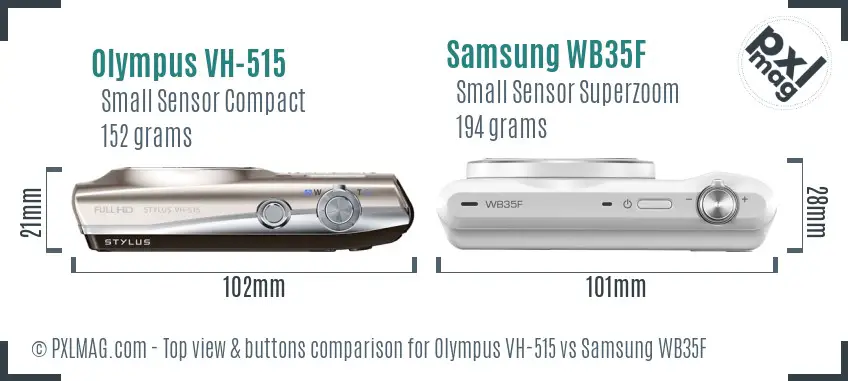 Olympus VH-515 vs Samsung WB35F top view buttons comparison