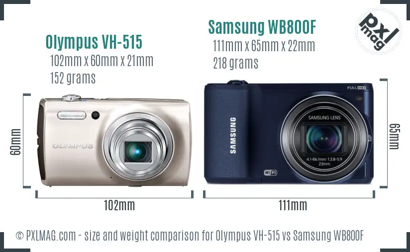 Olympus VH-515 vs Samsung WB800F size comparison