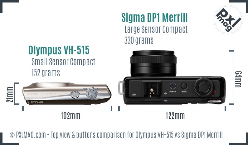 Olympus VH-515 vs Sigma DP1 Merrill top view buttons comparison