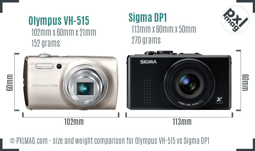 Olympus VH-515 vs Sigma DP1 size comparison