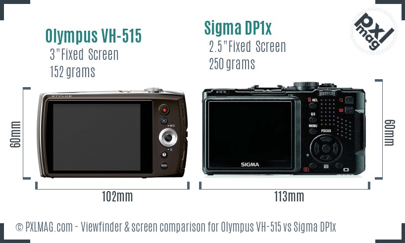 Olympus VH-515 vs Sigma DP1x Screen and Viewfinder comparison