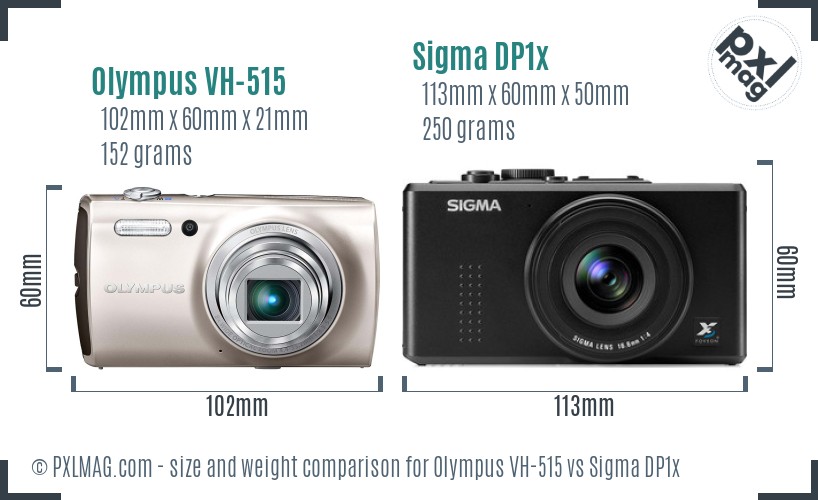 Olympus VH-515 vs Sigma DP1x size comparison