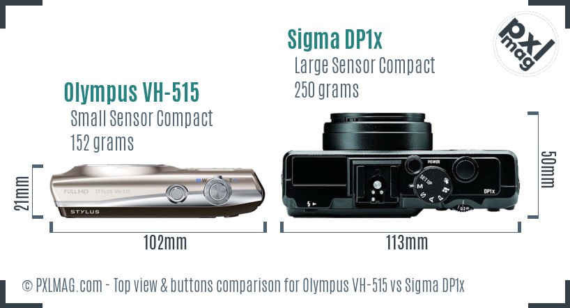 Olympus VH-515 vs Sigma DP1x top view buttons comparison