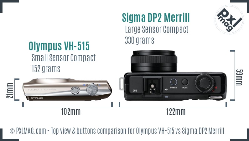 Olympus VH-515 vs Sigma DP2 Merrill top view buttons comparison