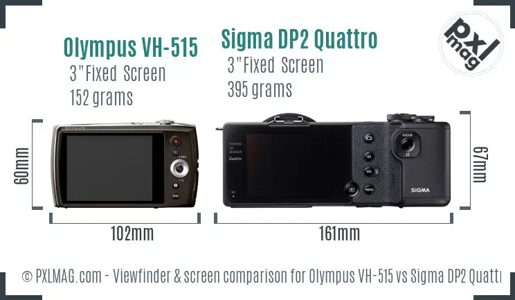 Olympus VH-515 vs Sigma DP2 Quattro Screen and Viewfinder comparison