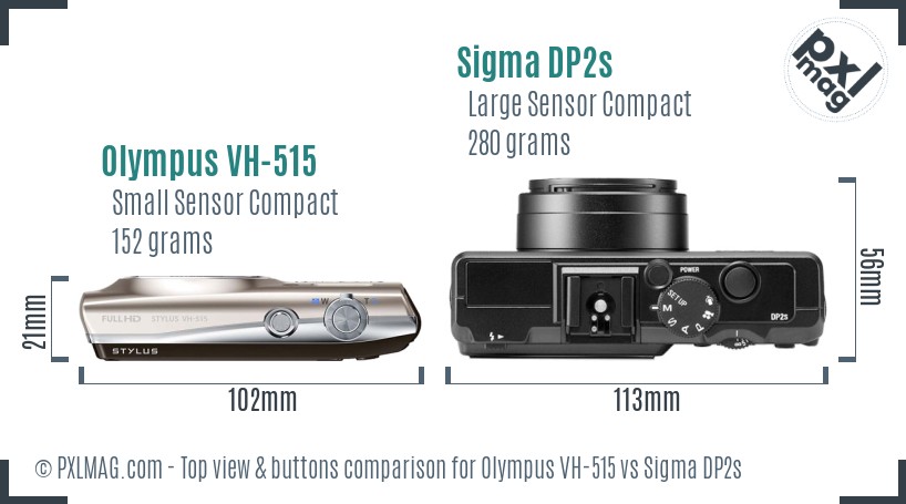 Olympus VH-515 vs Sigma DP2s top view buttons comparison