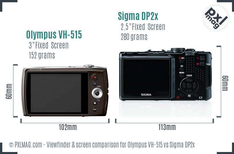Olympus VH-515 vs Sigma DP2x Screen and Viewfinder comparison