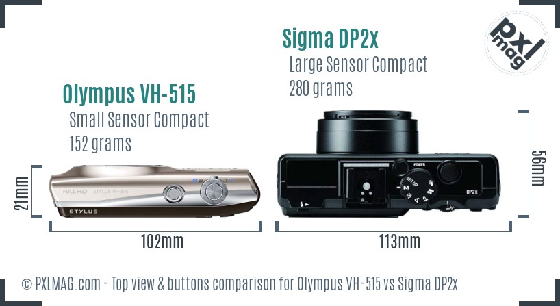 Olympus VH-515 vs Sigma DP2x top view buttons comparison