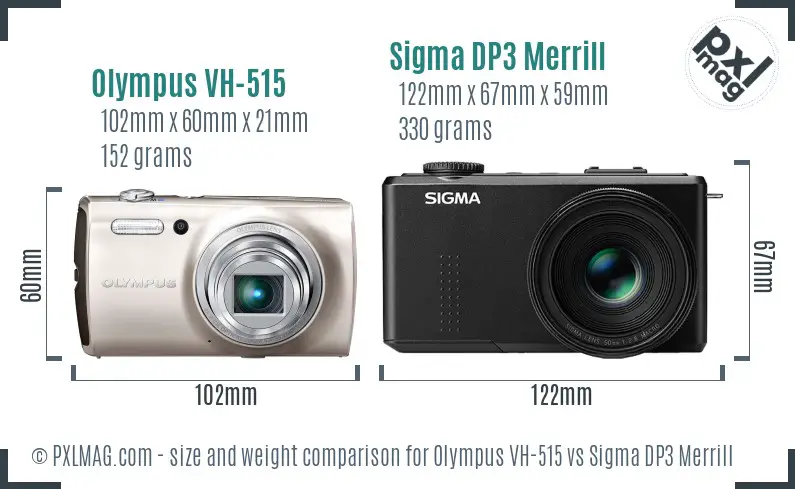 Olympus VH-515 vs Sigma DP3 Merrill size comparison Olympus VH-515 vs Sigma DP3 Merrill size comparison