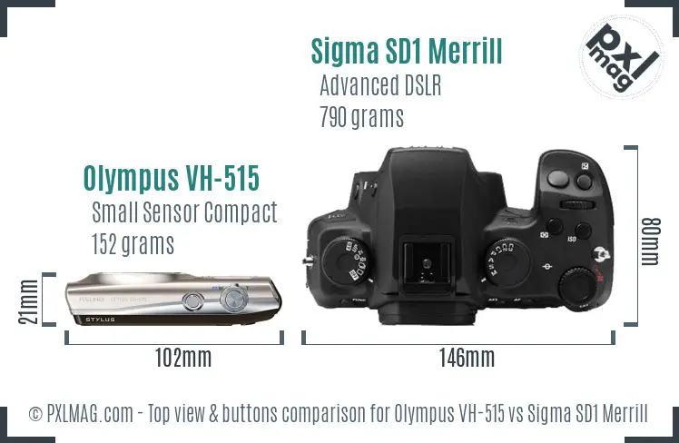 Olympus VH-515 vs Sigma SD1 Merrill top view buttons comparison