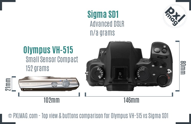 Olympus VH-515 vs Sigma SD1 top view buttons comparison