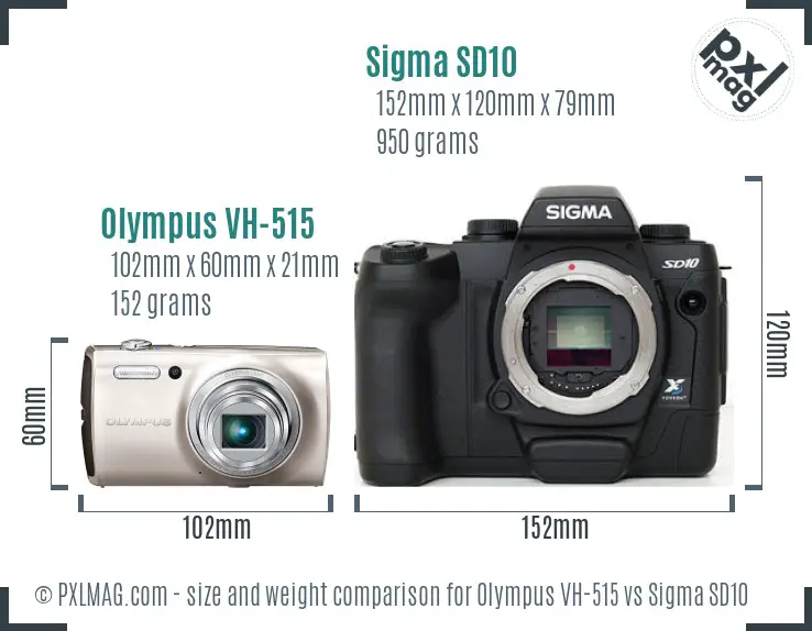 Olympus VH-515 vs Sigma SD10 size comparison Olympus VH-515 vs Sigma SD10 size comparison