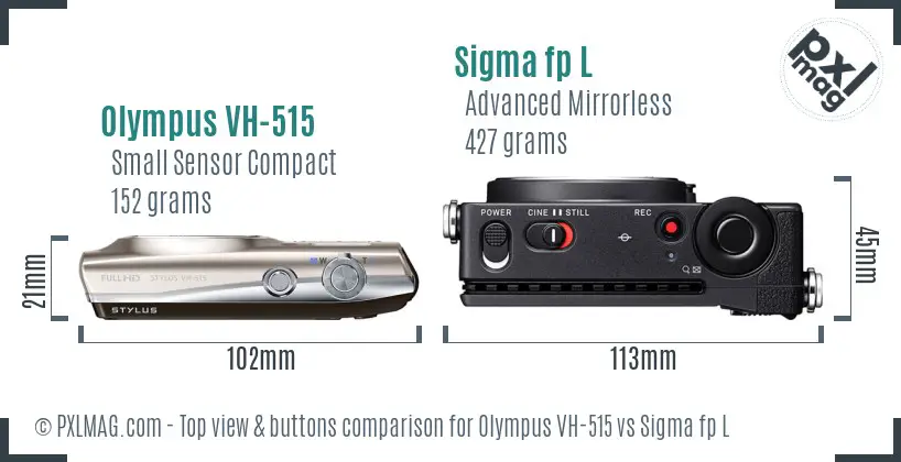 Olympus VH-515 vs Sigma fp L top view buttons comparison Olympus VH-515 vs Sigma fp L top view buttons comparison