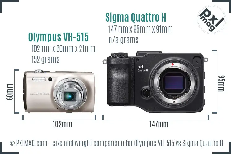 Olympus VH-515 vs Sigma Quattro H size comparison