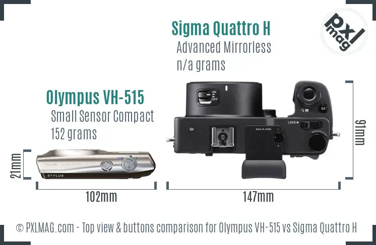 Olympus VH-515 vs Sigma Quattro H top view buttons comparison
