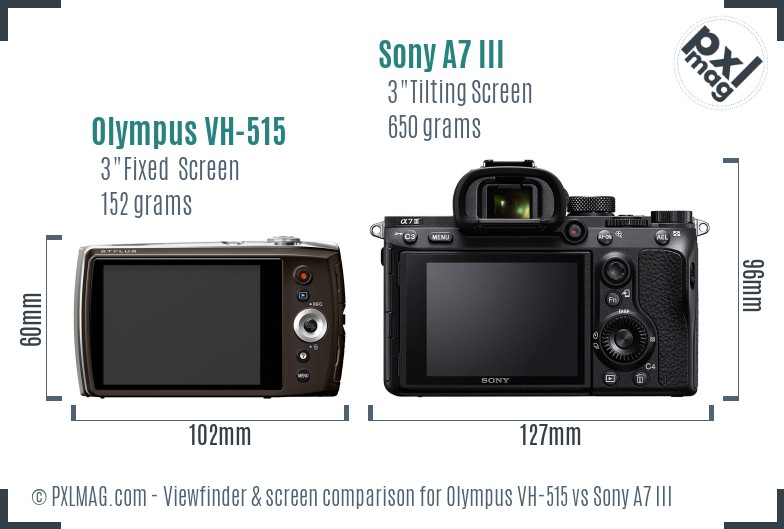 Olympus VH-515 vs Sony A7 III Screen and Viewfinder comparison
