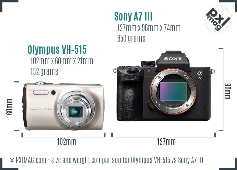Olympus VH-515 vs Sony A7 III size comparison
