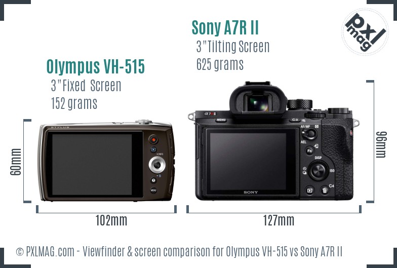 Olympus VH-515 vs Sony A7R II Screen and Viewfinder comparison
