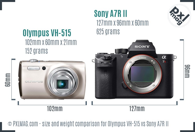 Olympus VH-515 vs Sony A7R II size comparison Olympus VH-515 vs Sony A7R II size comparison